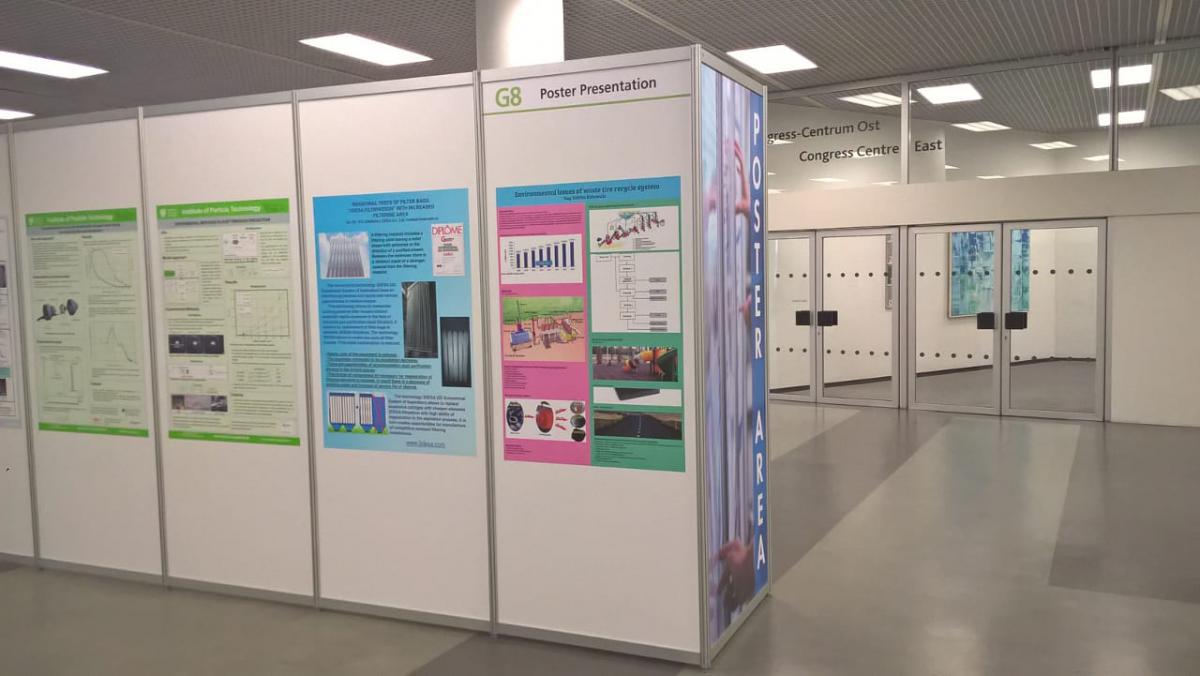 Poster area FILTECH 2019. DESA Co. Ltd poster (the second on the right)
