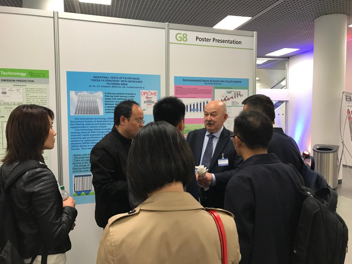 FILTECH 2019 Poster area. Chinese University shows real interest in 3DESA-filterpatron, development of DESA Co. Ltd.